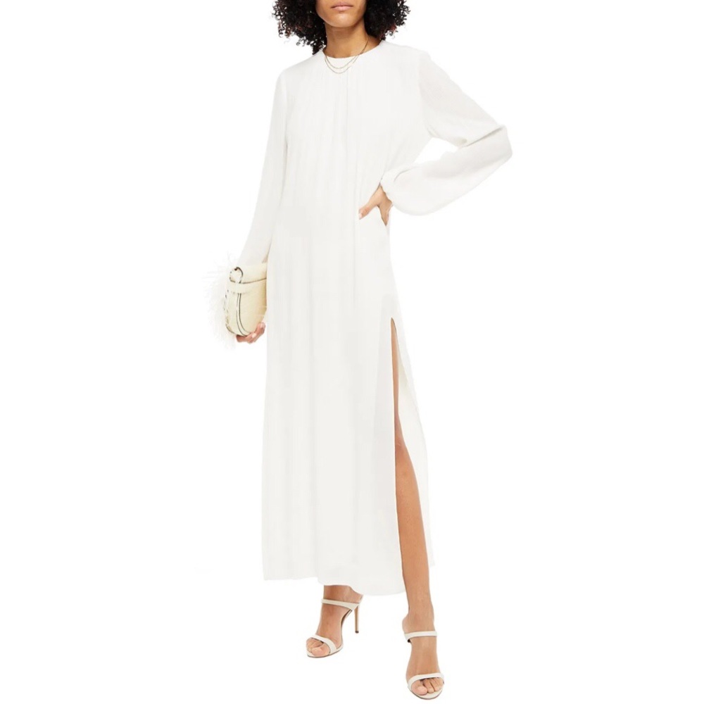 Reformation Viktoria White Side Slit Midi Dress xs